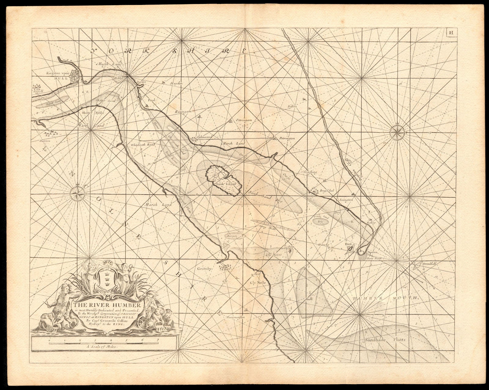 'The River Humber' estuary sea chart. Hull, Grimsby & Barton. COLLINS c1774 map